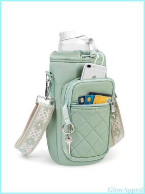 Water Bottle Carrier Bag Crossbody Sling with Strap RFID Insulated Nylon